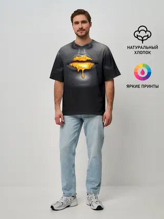 Мужская футболка оверсайз / Мода: Губы