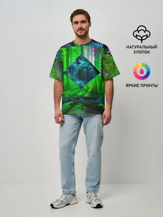 Мужская футболка оверсайз / ПСИХОДЕЛИЯ ЛЕСА