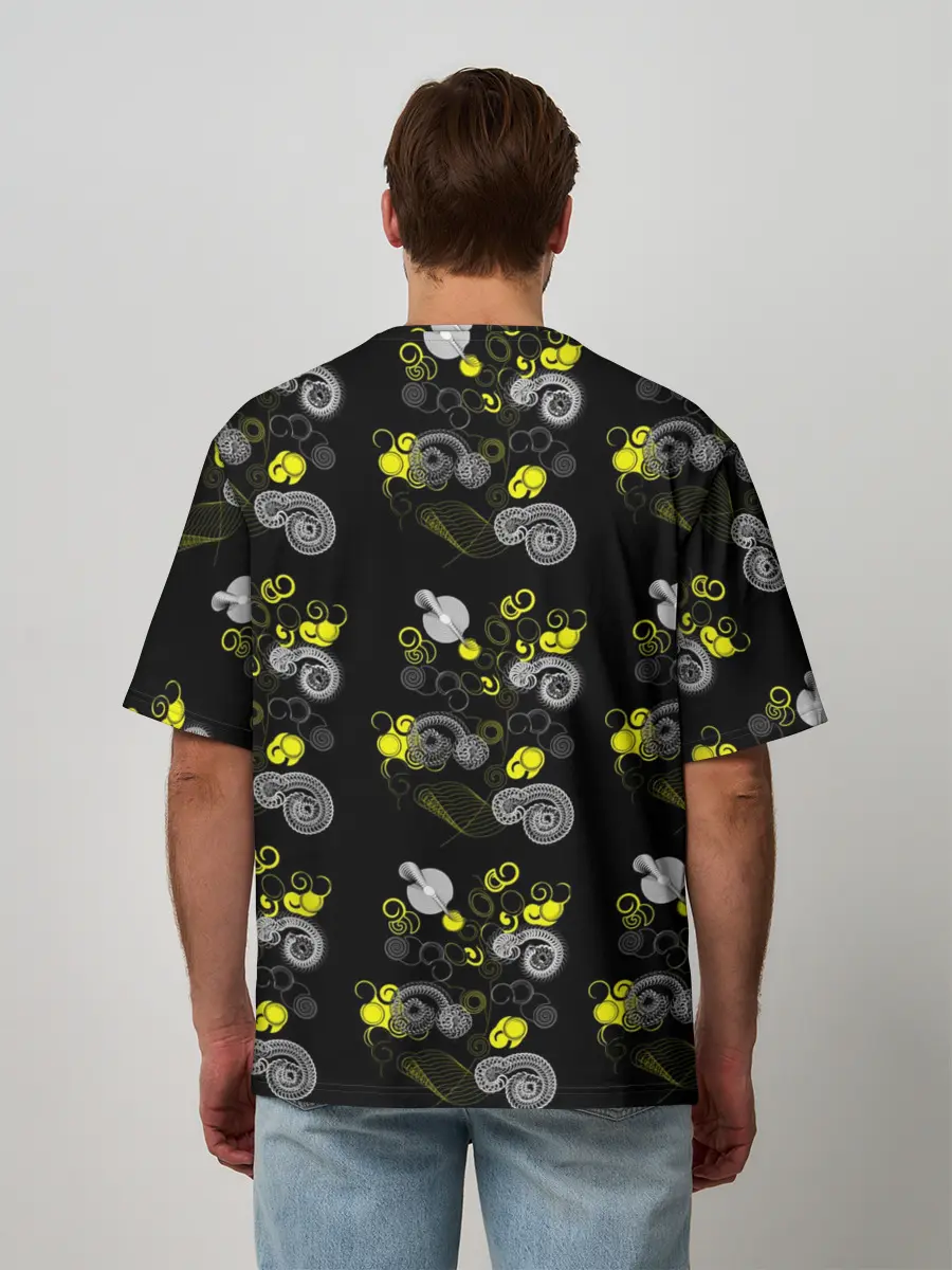 Мужская футболка оверсайз / неоновая абстракция