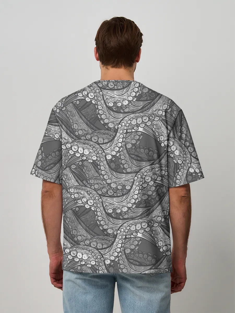 Мужская футболка оверсайз / Octopus dark