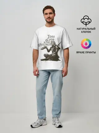 Мужская футболка оверсайз / Toss a coin to your Witcher