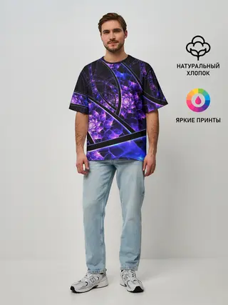 Мужская футболка оверсайз / Фрактал линии