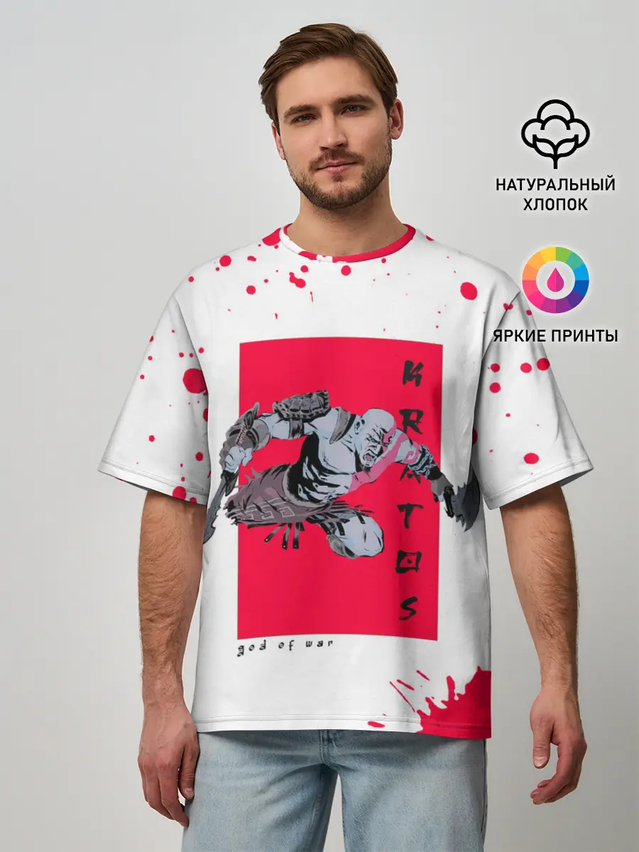 Мужская футболка оверсайз / Young Kratos