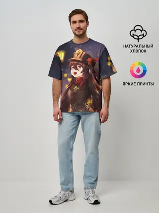 Мужская футболка оверсайз / Ху Тао. Genshin Impact