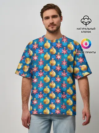 Мужская футболка оверсайз / Новогодние Украшения