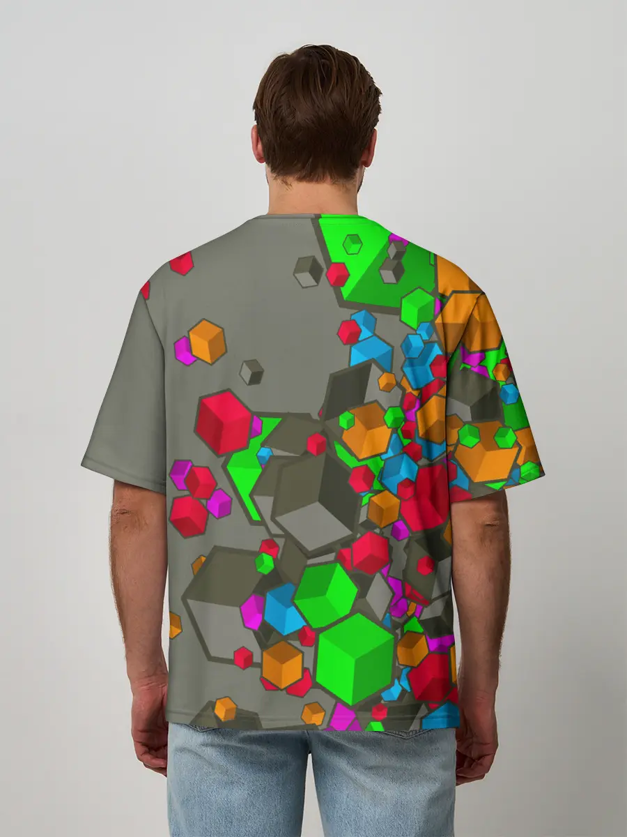 Мужская футболка оверсайз / Кубики