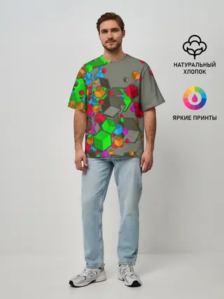 Мужская футболка оверсайз / Кубики