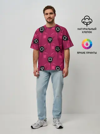 Мужская футболка оверсайз / СОТРУДНИКИ ИГРЫ В КАЛЬМАРА