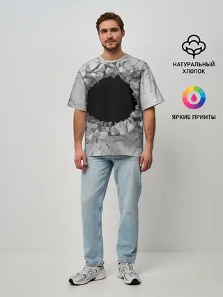 Мужская футболка оверсайз / Сквозная дыра