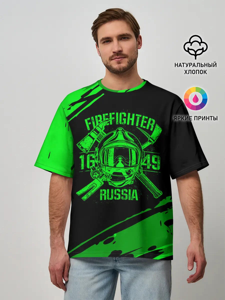Мужская футболка оверсайз / FIREFIGHTER 1649 RUSSIA