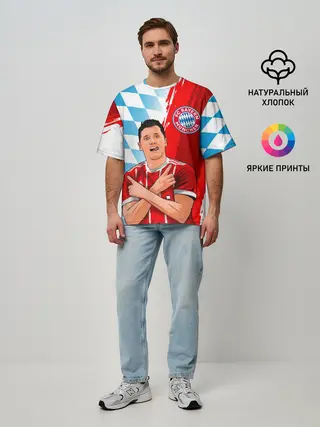 Мужская футболка оверсайз / РОБЕРТ ЛЕВАНДОВСКИ / БАВАРИЯ