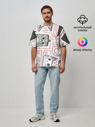 Мужская футболка оверсайз / Cats