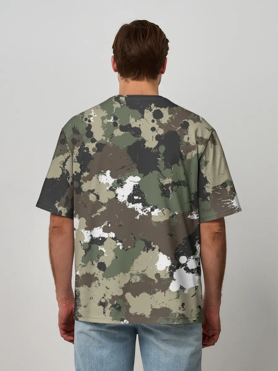 Мужская футболка оверсайз / Камуфляж с кляксами