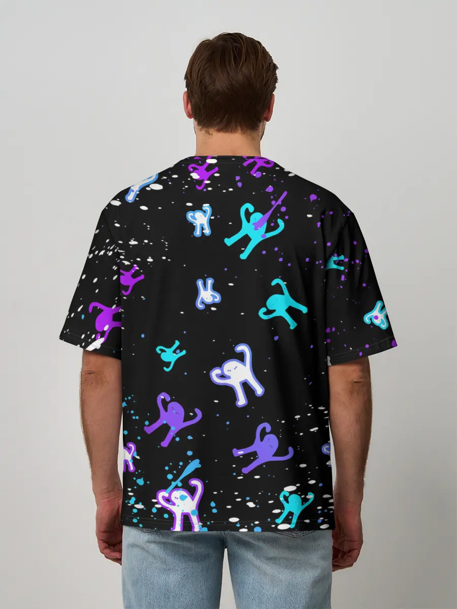 Мужская футболка оверсайз / КОТ ЪУЪ СЪУКА | NEON