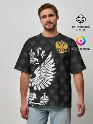 Мужская футболка оверсайз / Россия / Премиум Black