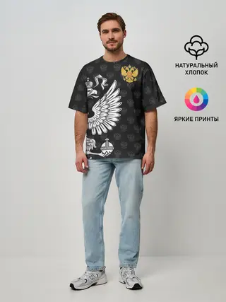 Мужская футболка оверсайз / Россия / Премиум Black