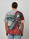 Мужская футболка оверсайз / Azur Lane red flowers
