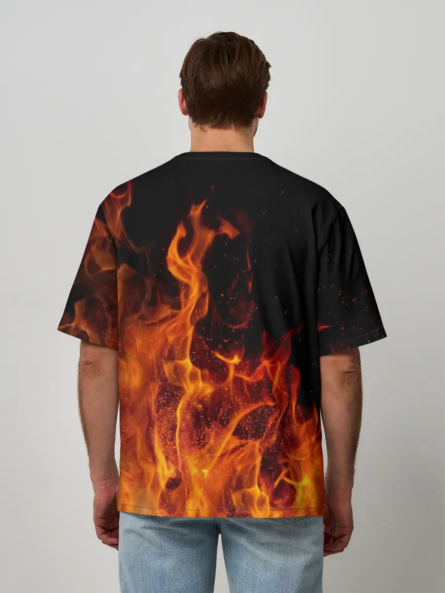 Мужская футболка оверсайз / Огонь