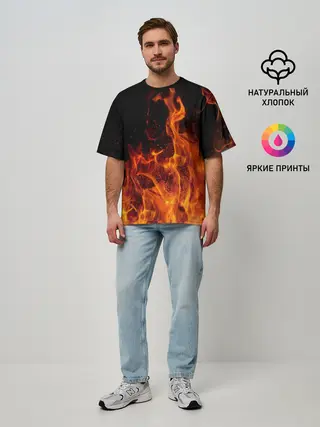 Мужская футболка оверсайз / Огонь