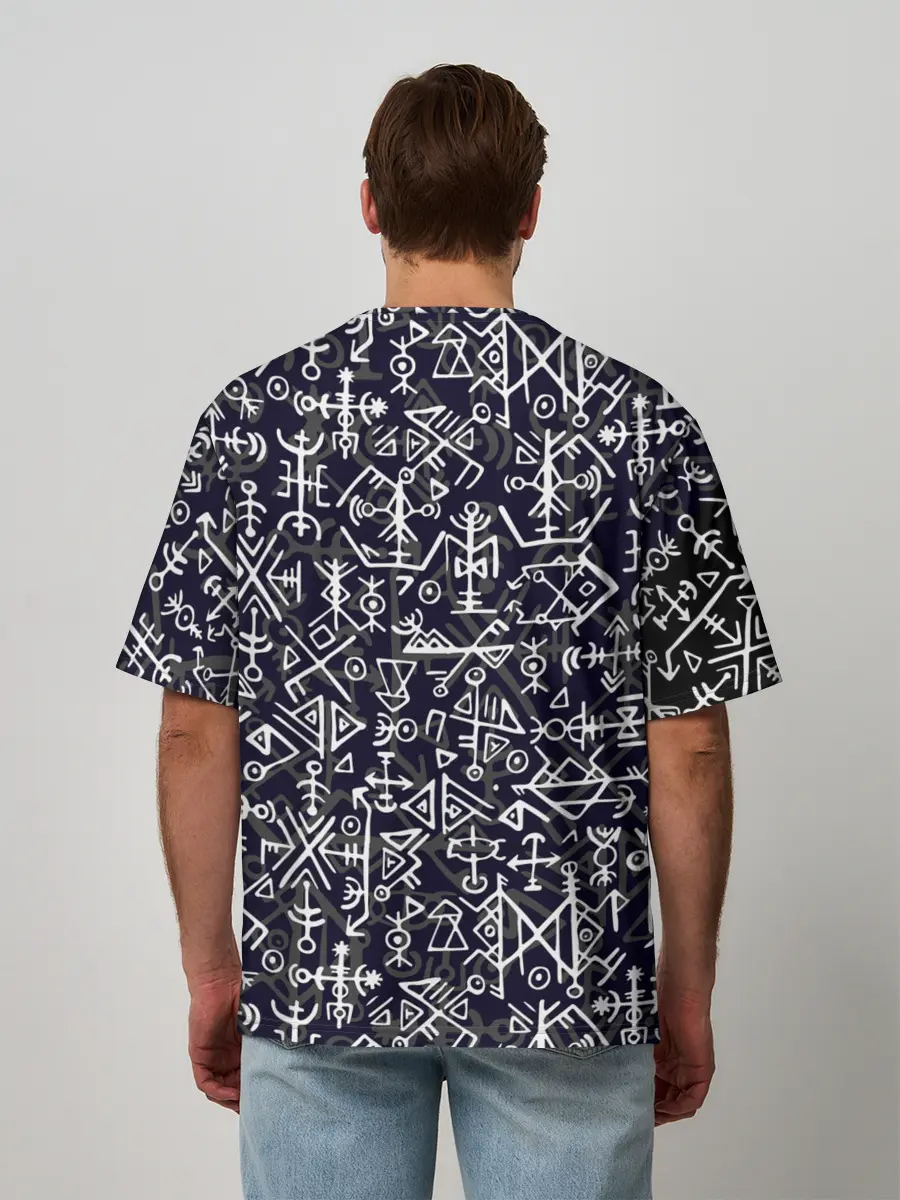 Мужская футболка оверсайз / Руны