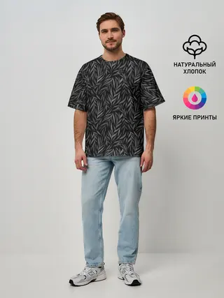 Мужская футболка оверсайз / Растительный орнамент