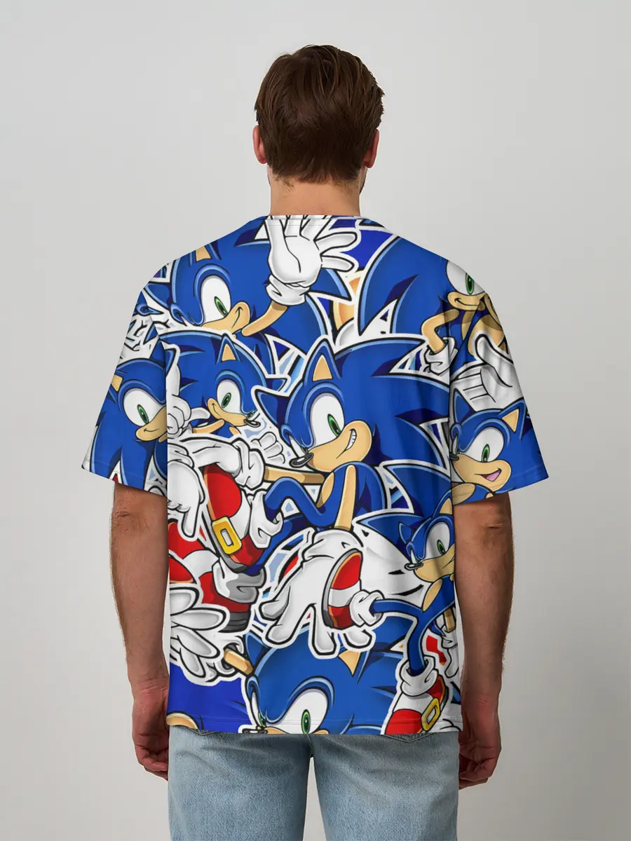 Мужская футболка оверсайз / SONIC ПАТТЕРН / СОНИК