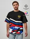 Мужская футболка оверсайз / Камуфляж Россия