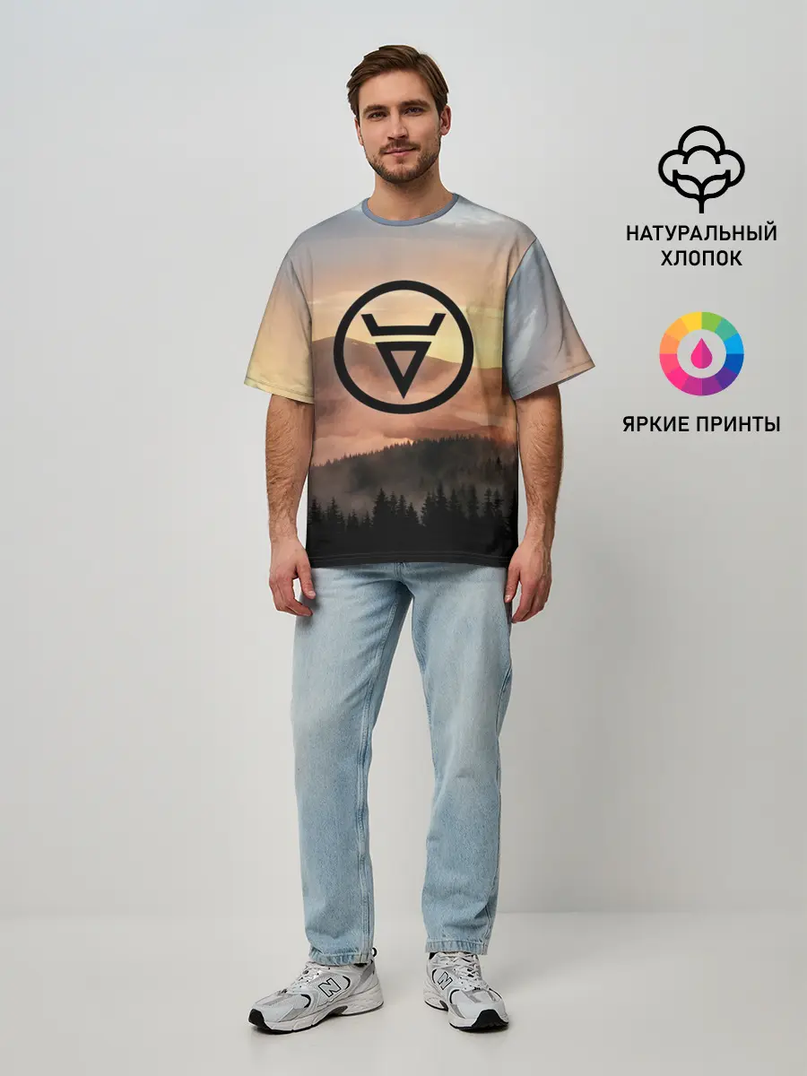 Мужская футболка оверсайз / ВЕЛЕС | РУНЫ | RUNES