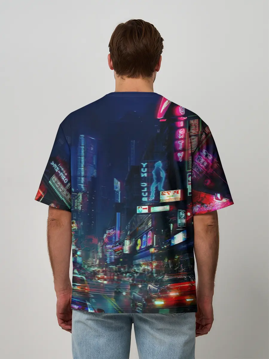 Мужская футболка оверсайз / Киберпанк 2077 глитч