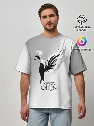 Мужская футболка оверсайз / Good Omens