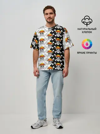 Мужская футболка оверсайз / ONE PIECE / ВАН ПИС / УЗОР