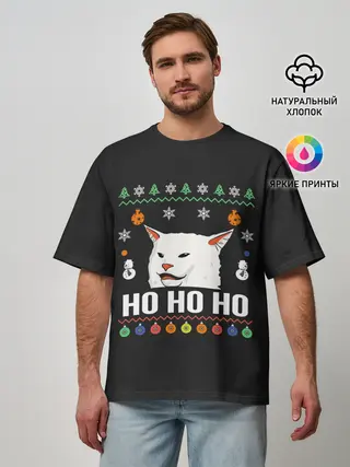 Мужская футболка оверсайз / Woman Yelling at Cat