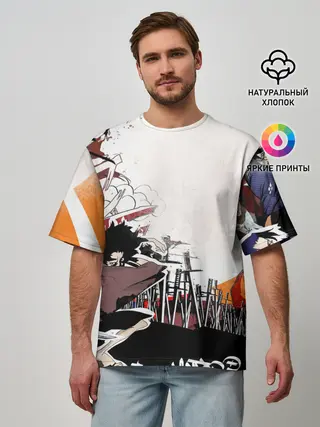 Мужская футболка оверсайз / Афросамурай аниме