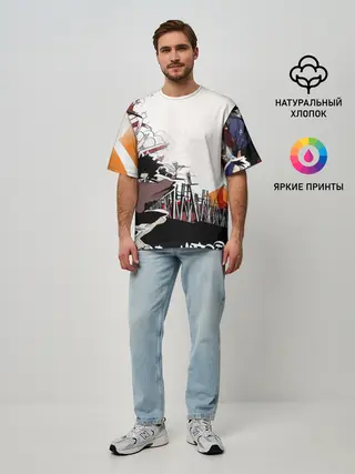 Мужская футболка оверсайз / Афросамурай аниме