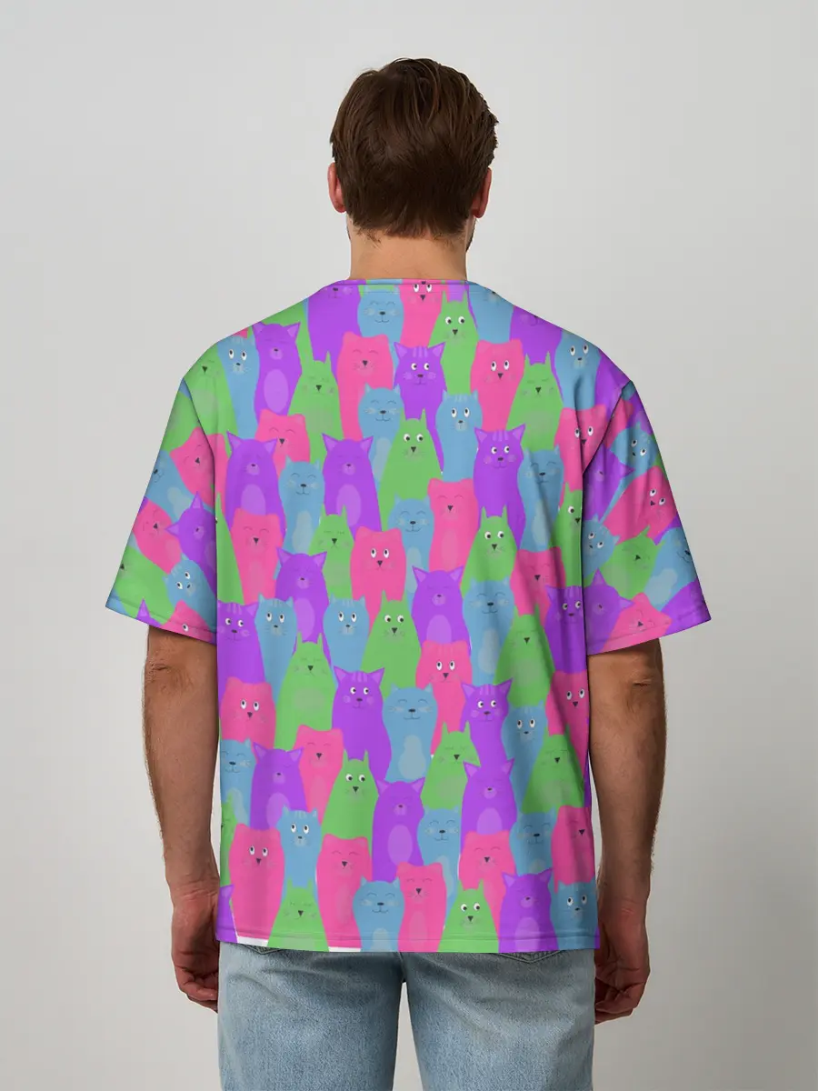 Мужская футболка оверсайз / BRIGHT CATS
