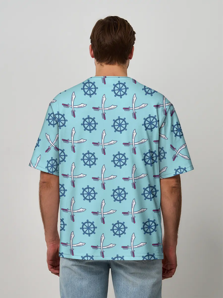 Мужская футболка оверсайз / Пиратский фон