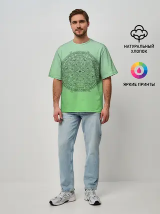Мужская футболка оверсайз / Peacefull green