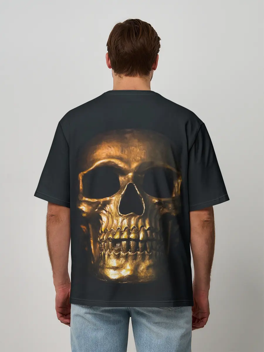 Мужская футболка оверсайз / Gold Skull