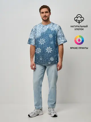Мужская футболка оверсайз / Снежное Настроенние