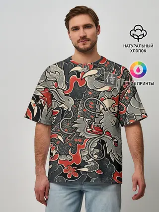 Мужская футболка оверсайз / Самурай