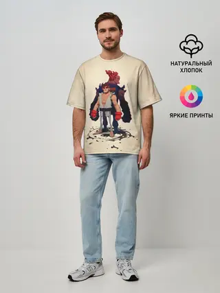 Мужская футболка оверсайз / Рю и Акума