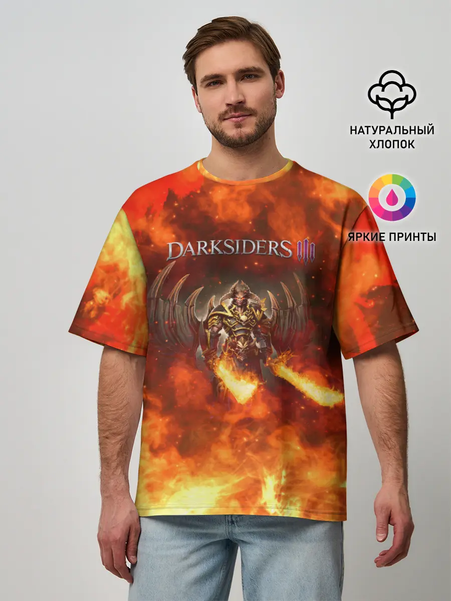 Мужская футболка оверсайз / Darksiders 3 | Гнев Войны 3