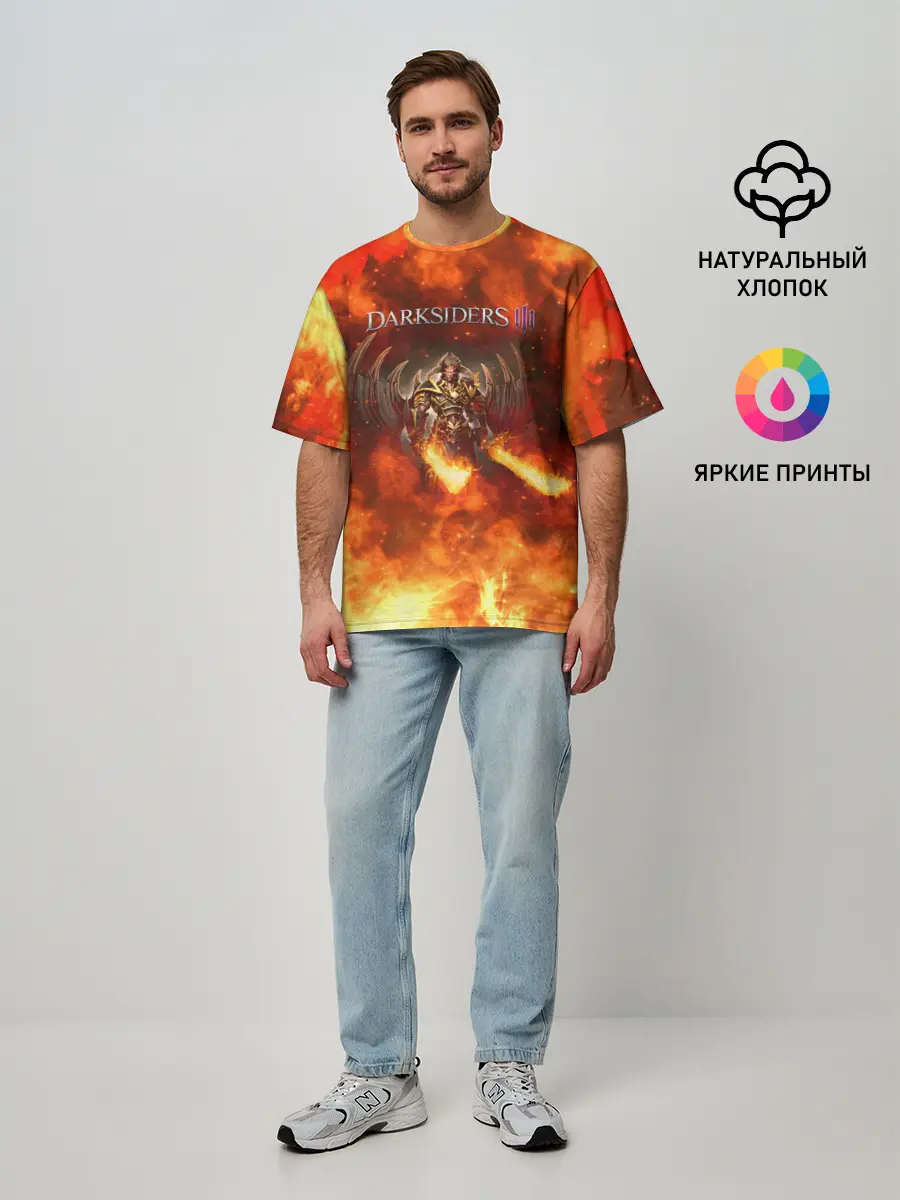 Мужская футболка оверсайз / Darksiders 3 | Гнев Войны 3