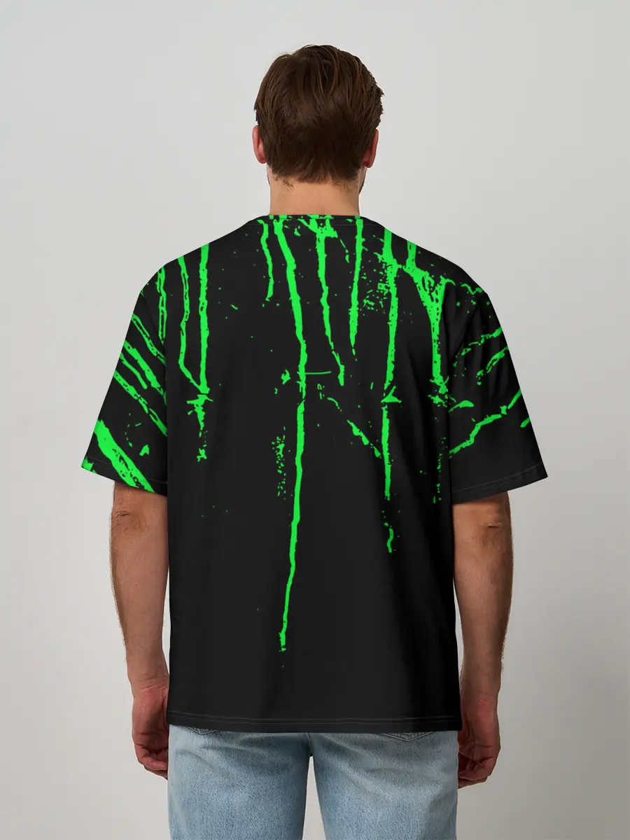 Мужская футболка оверсайз / Warning Coronavirus