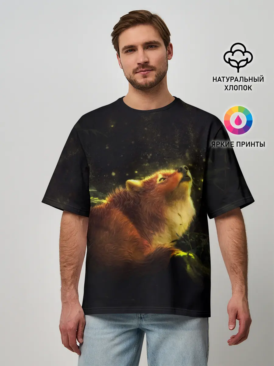Мужская футболка оверсайз / Лисица