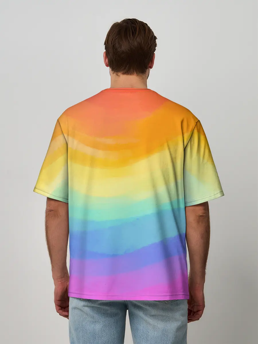 Мужская футболка оверсайз / РАДУЖНЫЕ ВОЛНЫ | RAINBOW WAVES