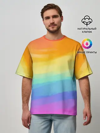 Мужская футболка оверсайз / РАДУЖНЫЕ ВОЛНЫ | RAINBOW WAVES