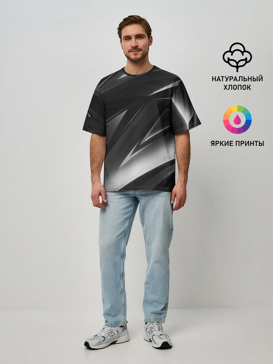 Мужская футболка оверсайз / GEOMETRY STRIPES BLACK & WHITE