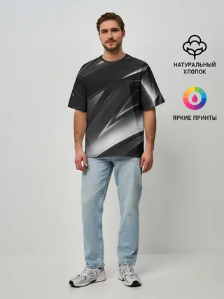 Мужская футболка оверсайз / GEOMETRY STRIPES BLACK & WHITE