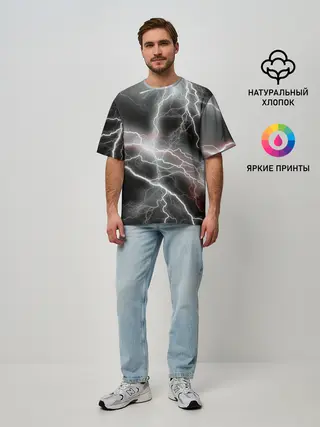 Мужская футболка оверсайз / молния